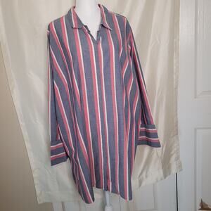 Old Navy Striped Button Down Shirt - 3XL - Pink, White, Gray